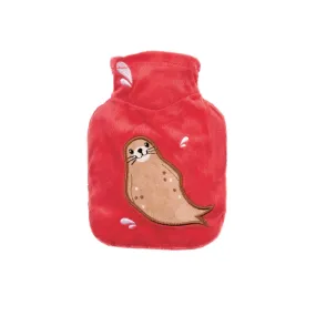 0.2 Litre Luxury Mini Hot Water Bottle with Coral Seal Plush Velour Cover (rubberless)