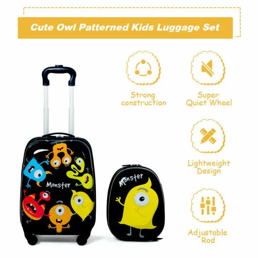 2 pcs Kids Luggage Set 12" Backpack & 16" Rolling Suitcase