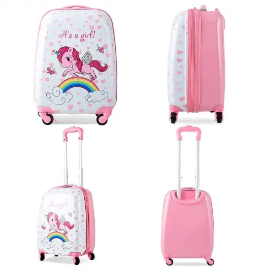 2 Pcs Kids Luggage Set 12" Backpack and 16" Kid Carry on Suitcase with Wheels