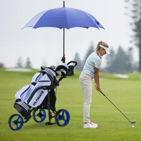 3 Wheels Folding Golf Push Cart with Seat Scoreboard and Adjustable Handle-Blue