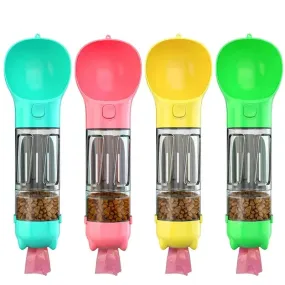 4-in-1 Portable Pet Water Bottle & Feeder with Poop Dispenser