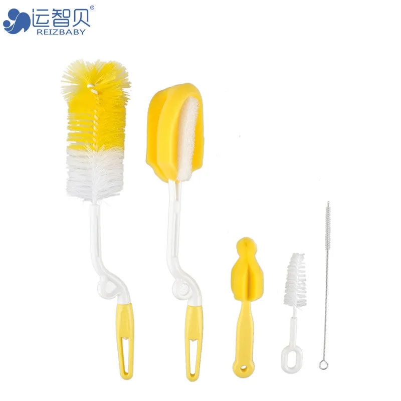 5pcs/set brand sponge plastic glass milk water newborn baby bottle brush feeding nipple straw mother kids products accessories