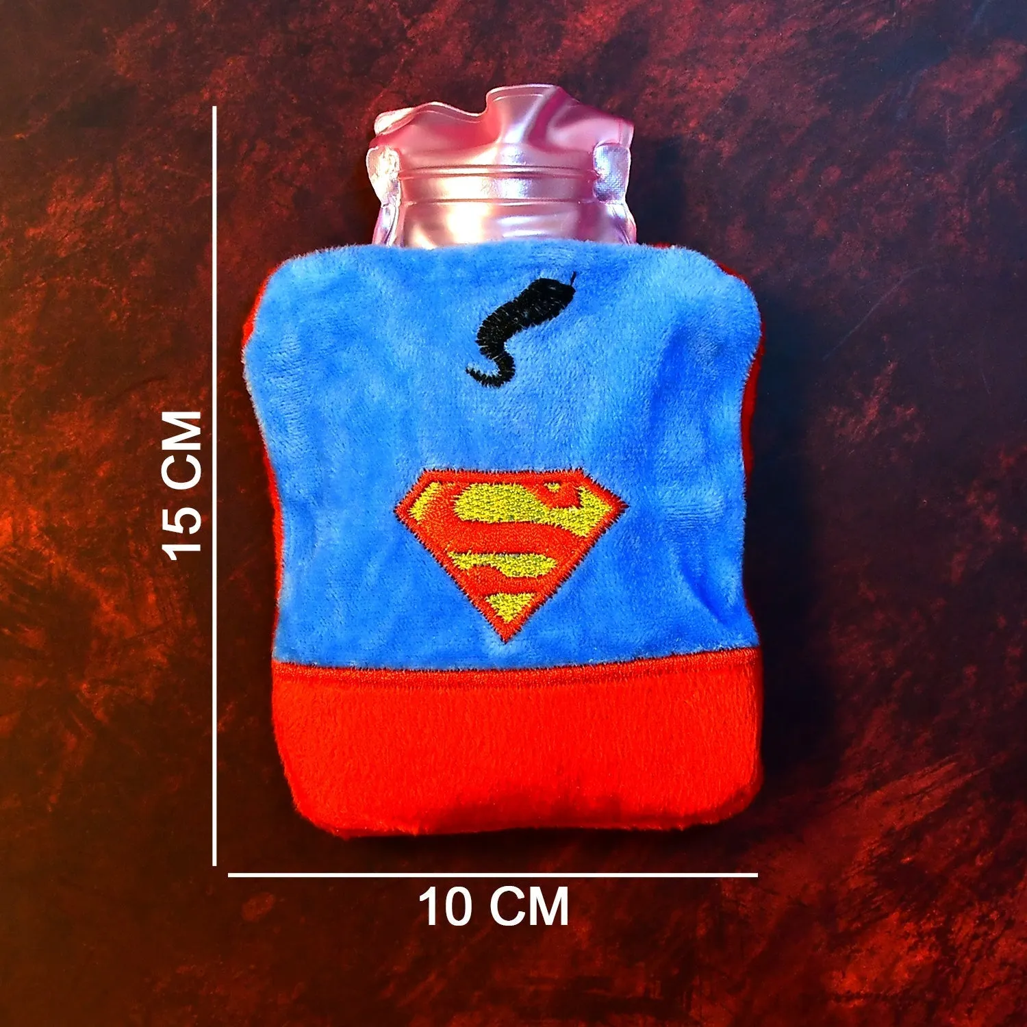 6530 Superman Print small Hot Water Bag with Cover for Pain Relief, Neck, Shoulder Pain and Hand, Feet Warmer, Menstrual Cramps.