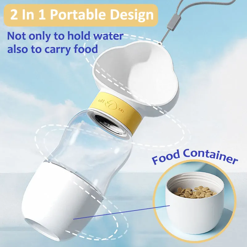 Aiitle Portable Pet Water Bottle with Food Container