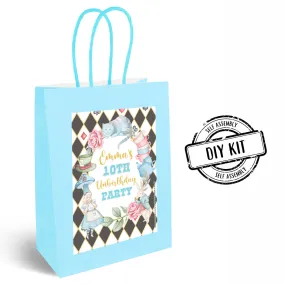 Alice in Wonderland Personalised Paper Party Bags - Pack of 12