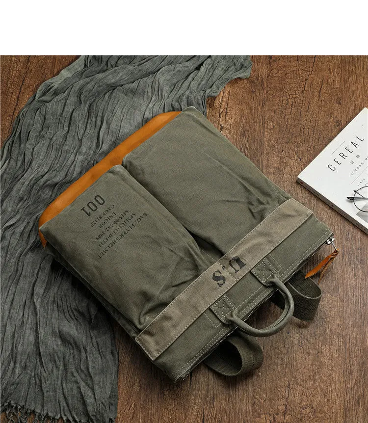 Army Green Canvas Mens Backpack Canvas Army Backpack Bag Canvas Travel Backpack for Men