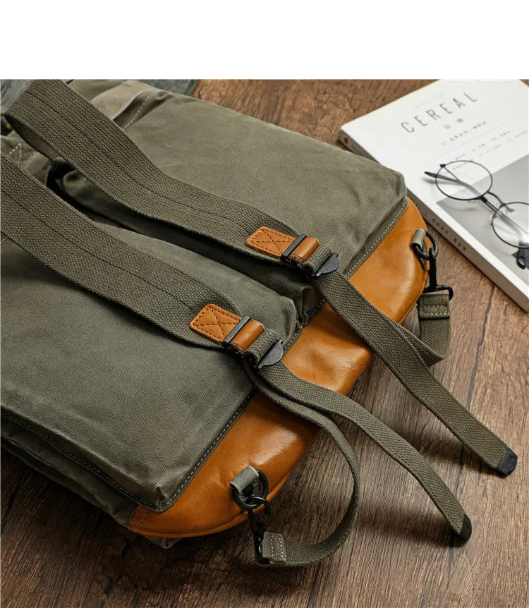 Army Green Canvas Mens Backpack Canvas Army Backpack Bag Canvas Travel Backpack for Men