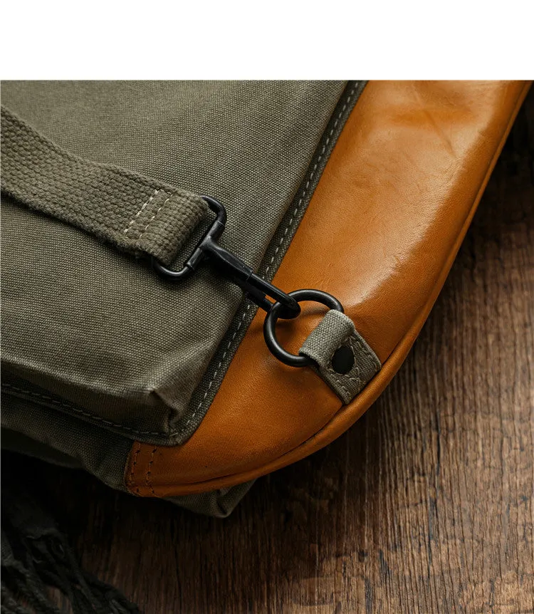 Army Green Canvas Mens Backpack Canvas Army Backpack Bag Canvas Travel Backpack for Men