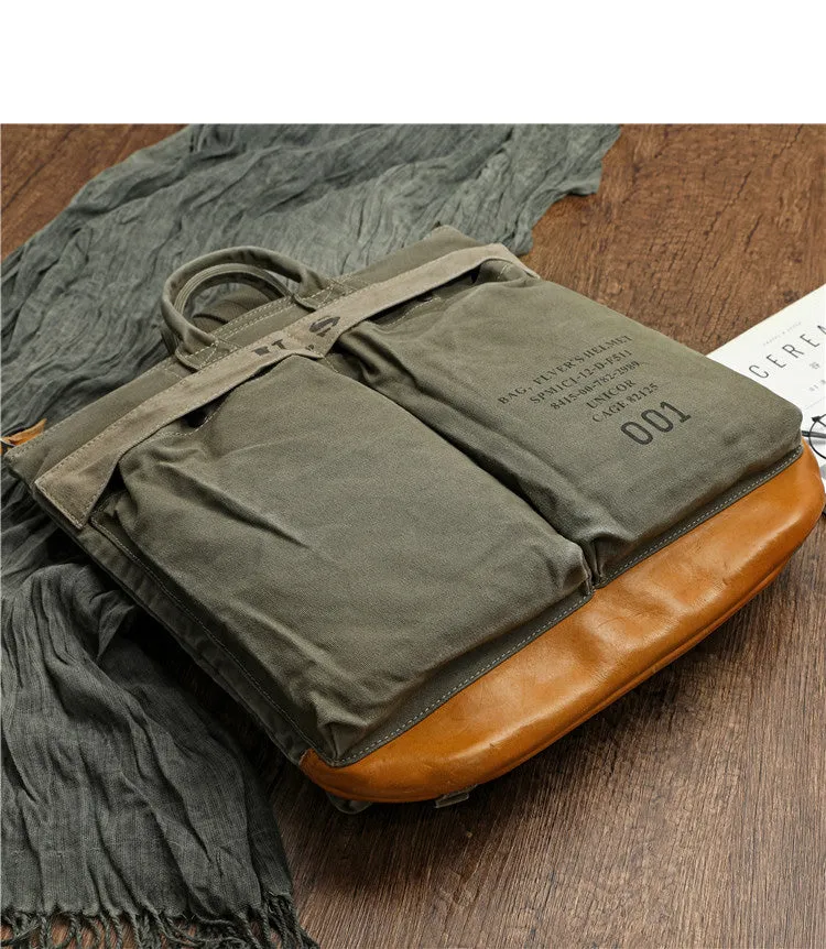 Army Green Canvas Mens Backpack Canvas Army Backpack Bag Canvas Travel Backpack for Men