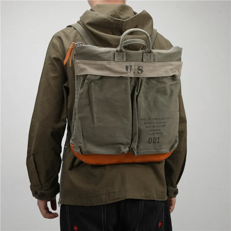 Army Green Canvas Mens Backpack Canvas Army Backpack Bag Canvas Travel Backpack for Men