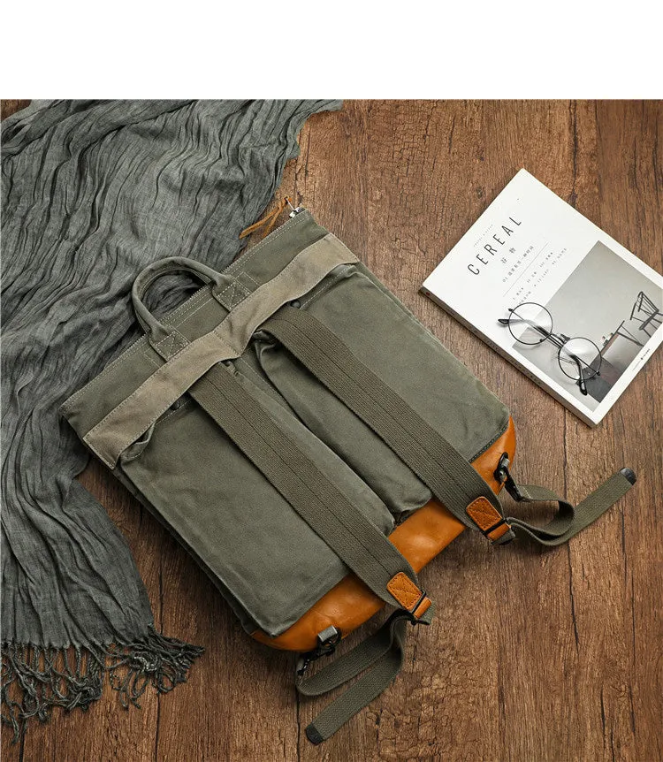 Army Green Canvas Mens Backpack Canvas Army Backpack Bag Canvas Travel Backpack for Men