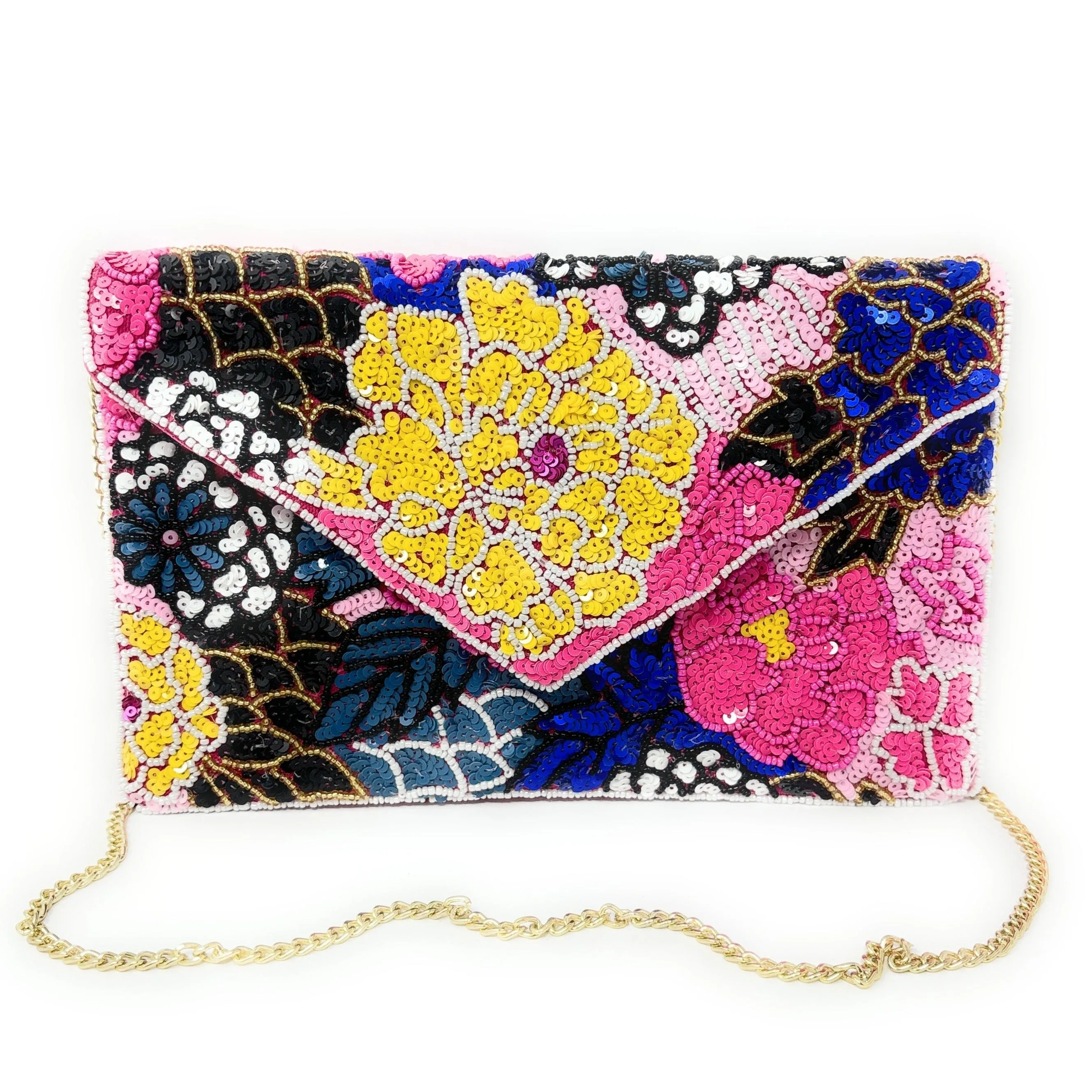 Aster Beaded Floral Clutch Purse