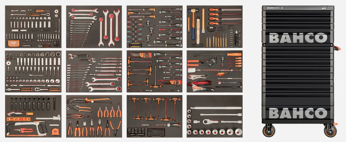 Bahco XLARGE 560pce Foam Inlay General Purpose Tool Kit Tool in E77 Trolley & E87 Top Box