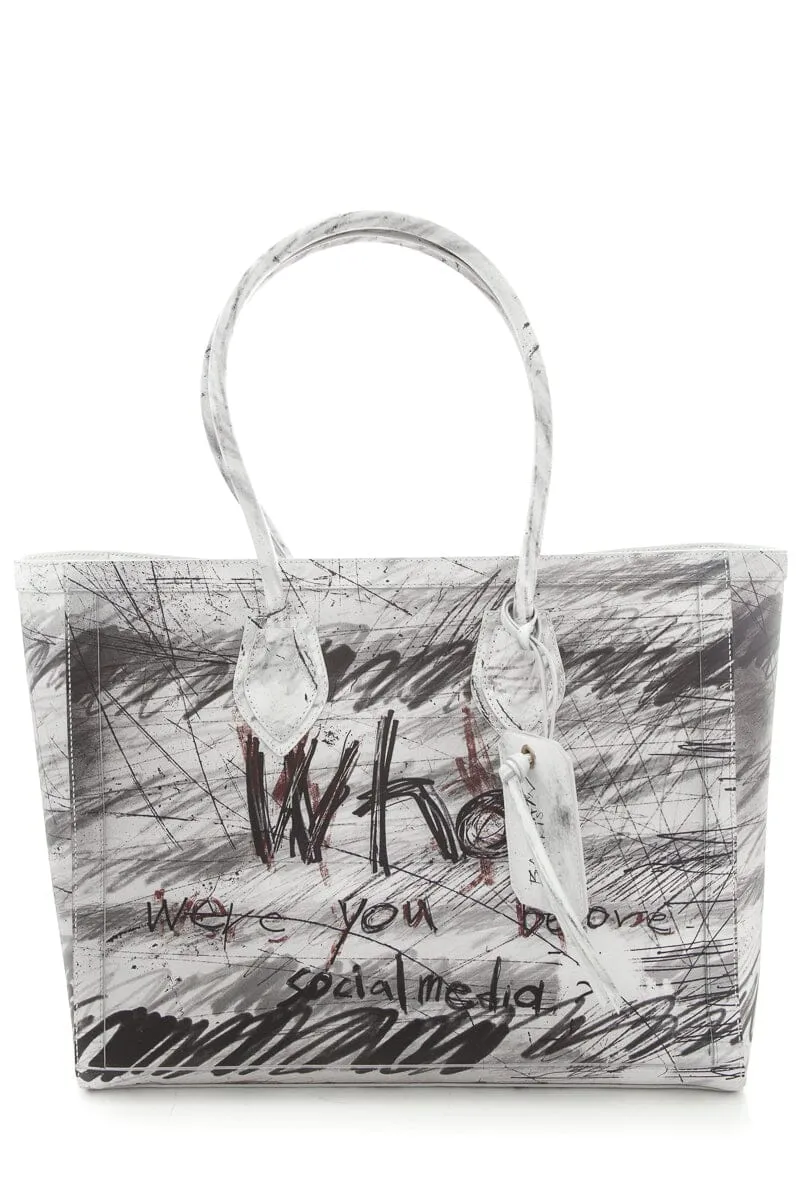 Balmain Limited Edition "B-Army"  Black & White Graffiti Tote