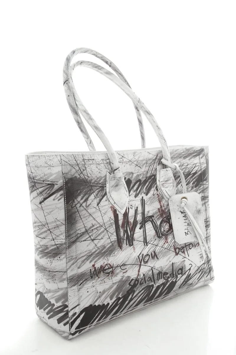 Balmain Limited Edition "B-Army"  Black & White Graffiti Tote