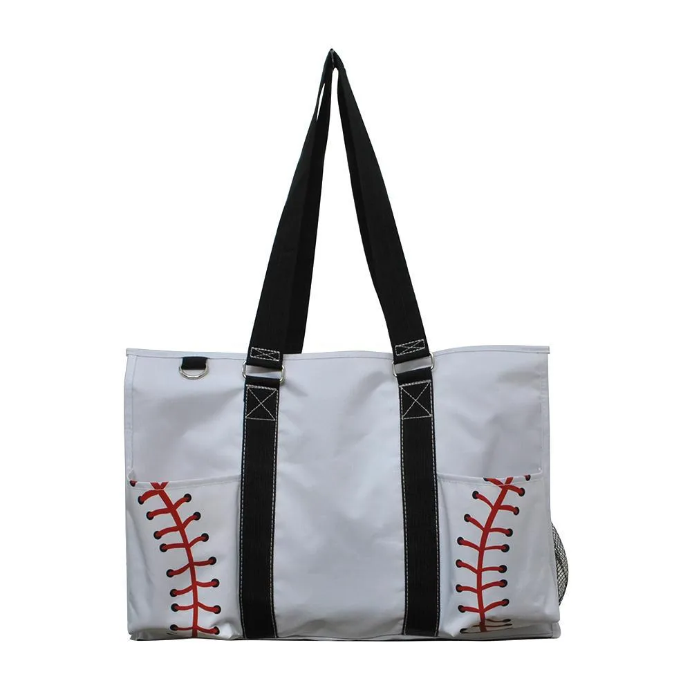 Baseball White NGL Zippered Caddy Organizer Tote Bag