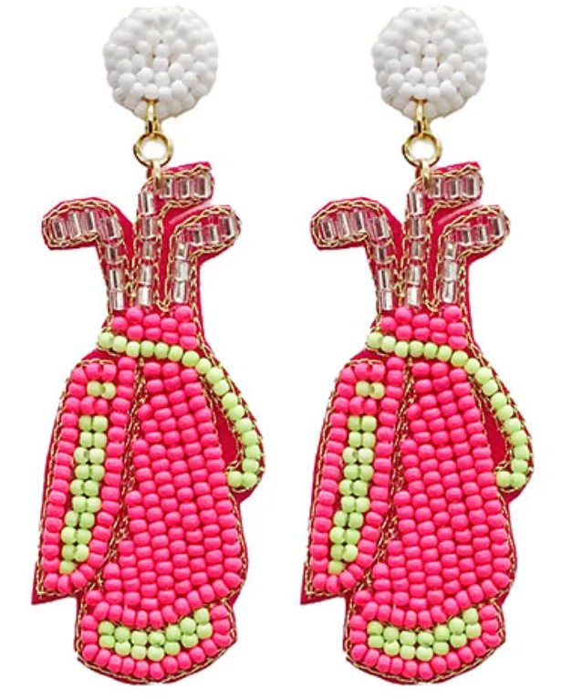 Beaded Caddy Golf Bag Earrings