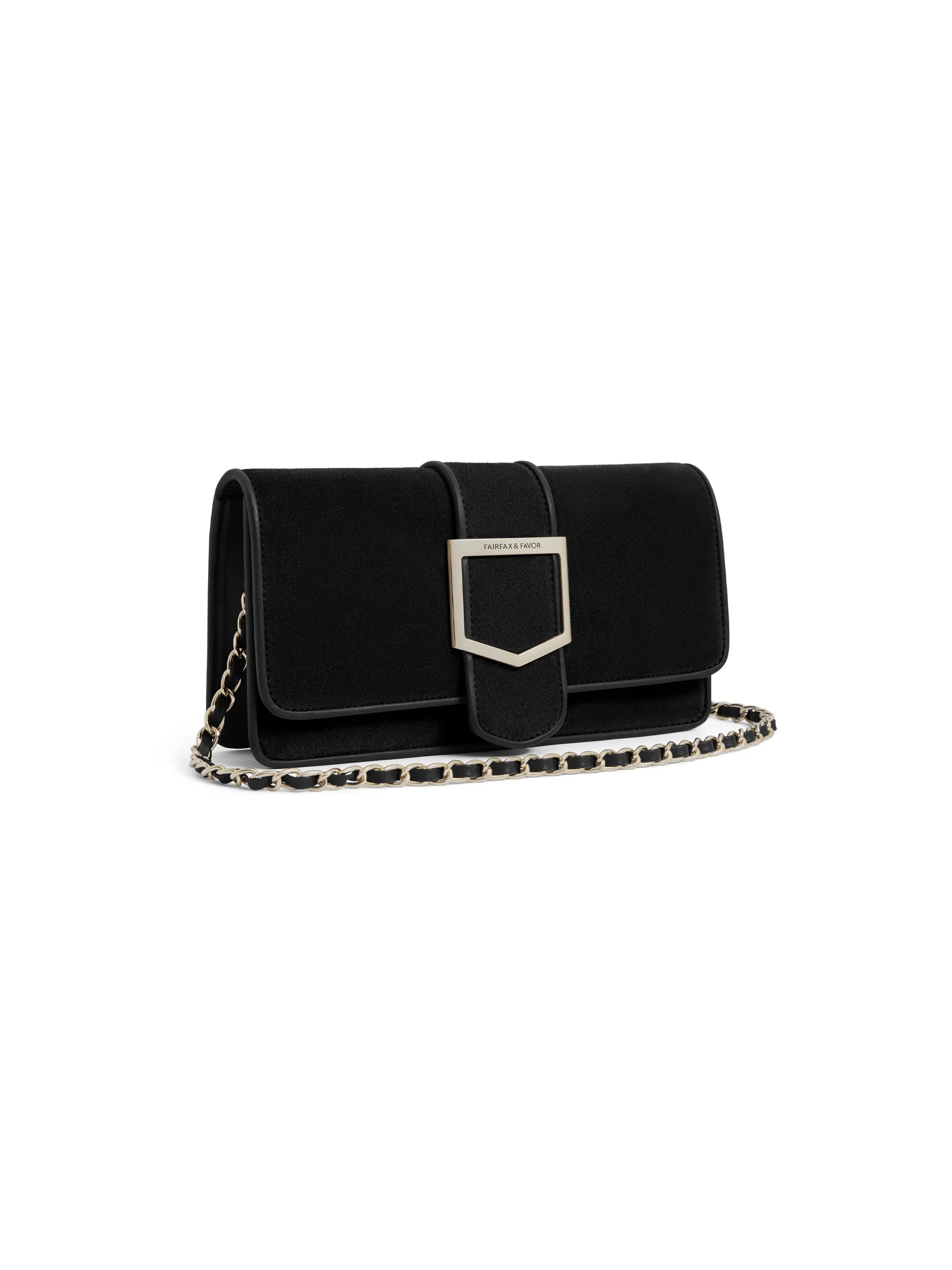 Belmont Clutch - Black Suede