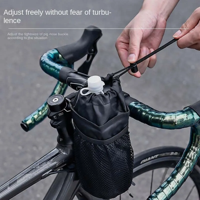 Bicycle Bag Bike Bottle Holder Handlebar Stem Thermal Bag with Mesh Pocket Coffee Cup Holders Cycling Water Bottle Carrier Bag