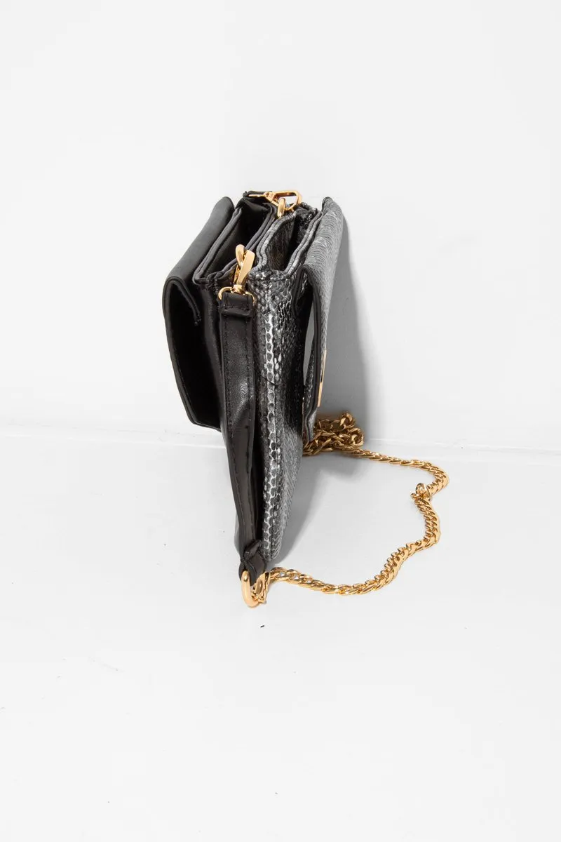 Black Snake Double Sided Clutch Bag - Jeyda