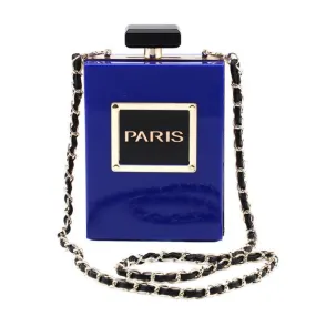 Blue Transparent Purfume Side Clutch Crossbody Bag