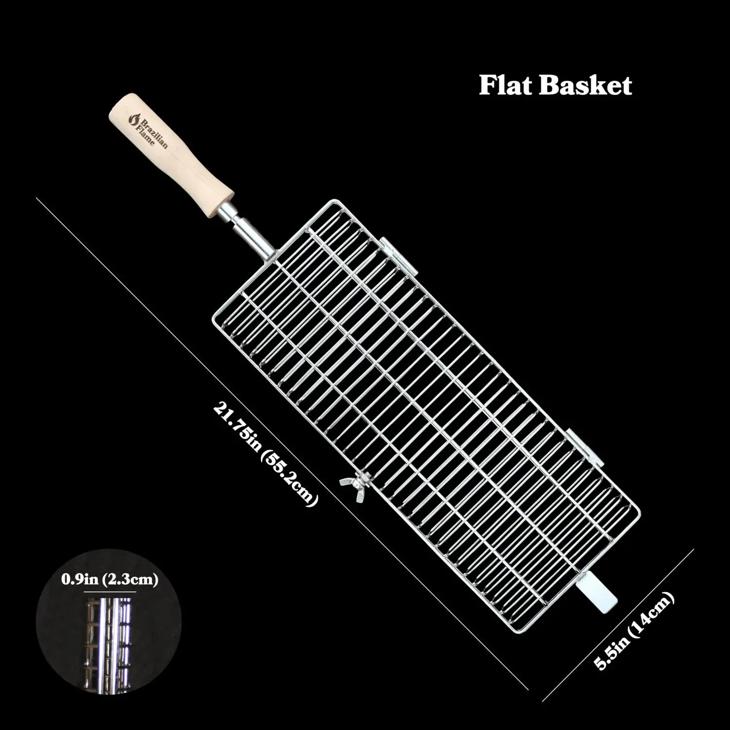 Brazilian Flame Flat Rotisserie Grill Basket - Beef & Poultry