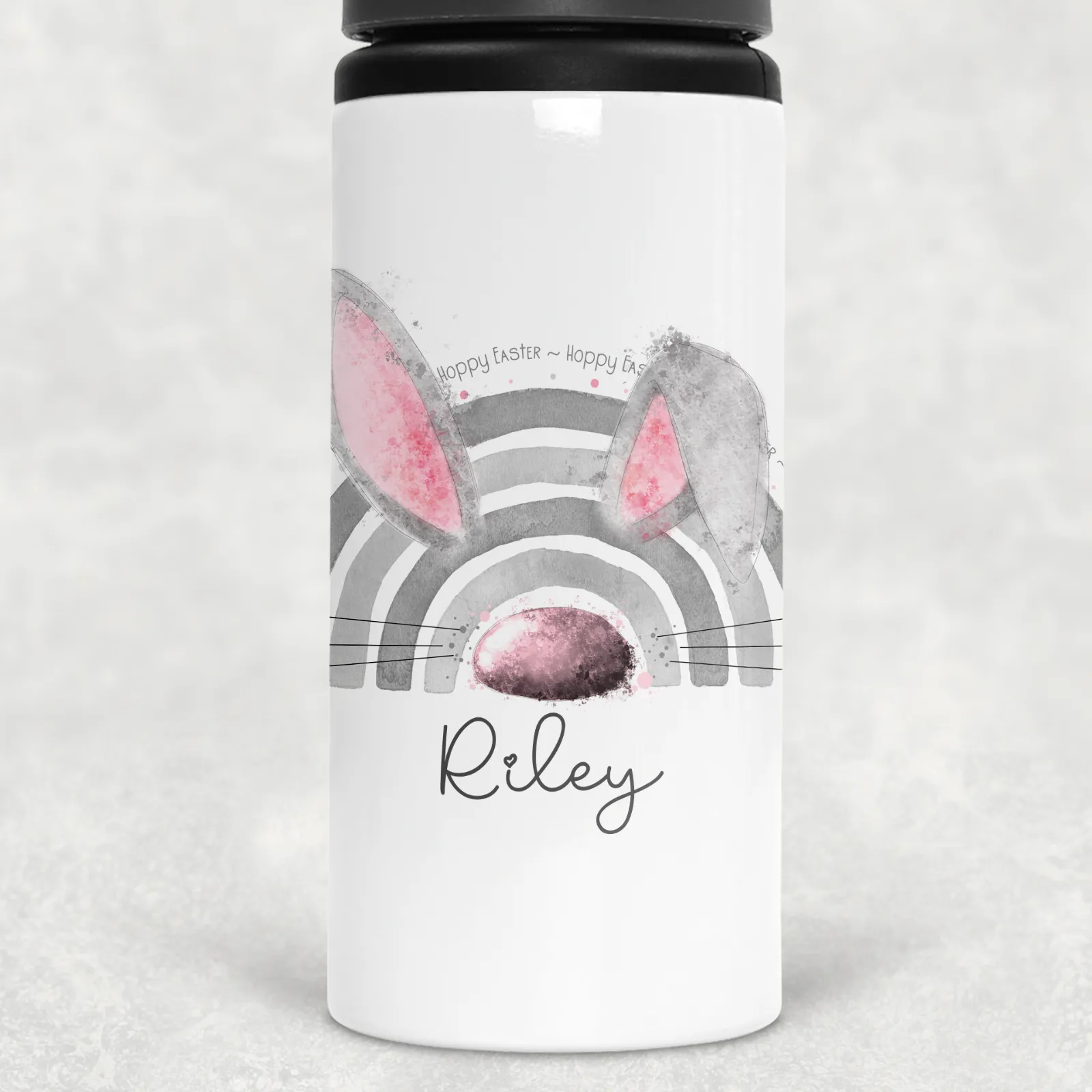 Bunnybow Hoppy Easter Bunny Rabbit Personalised Aluminium Straw Water Bottle 650ml