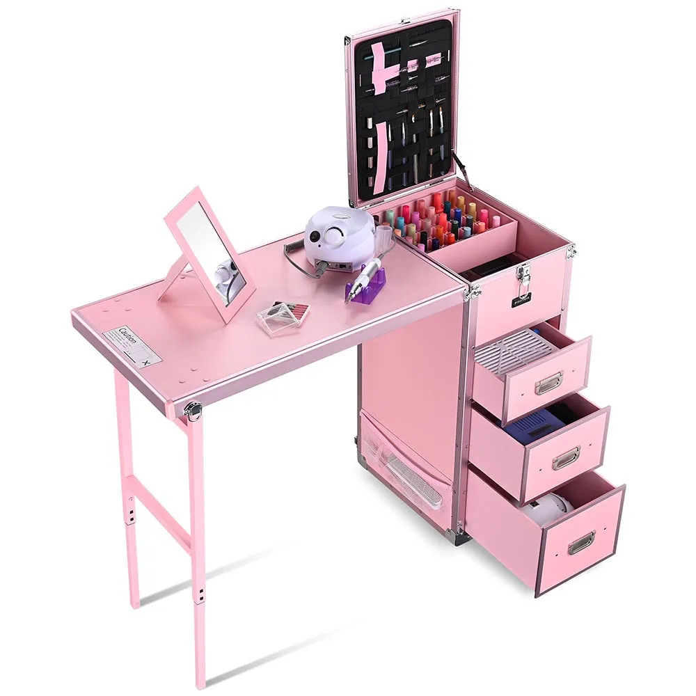 Byootique Makeup Artist Nail Tech Travel Case Workstation (Lefty & Righty) Pink (Preorder)