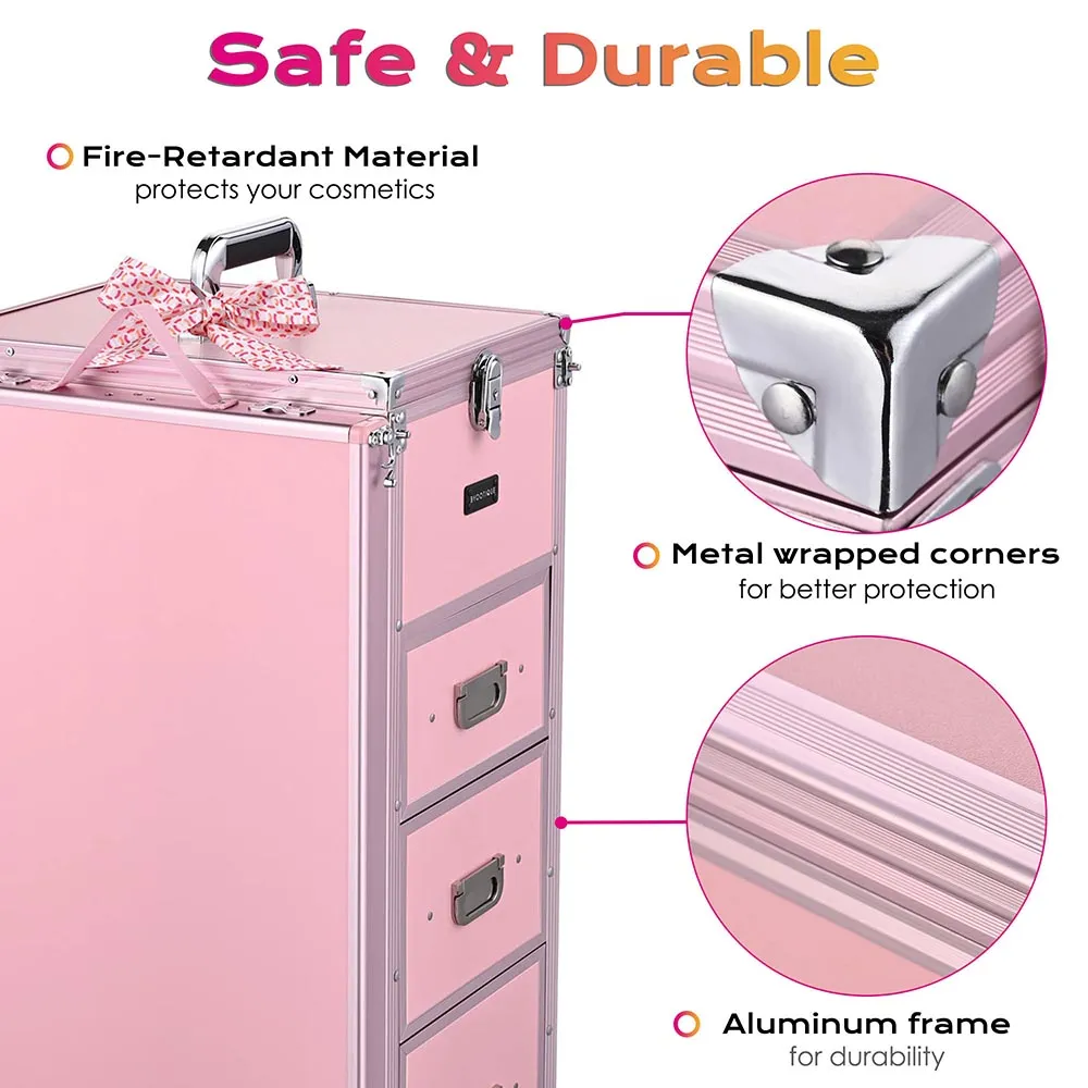 Byootique Makeup Artist Nail Tech Travel Case Workstation (Lefty & Righty) Pink (Preorder)