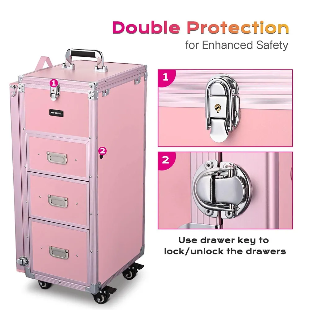 Byootique Makeup Artist Nail Tech Travel Case Workstation (Lefty & Righty) Pink (Preorder)