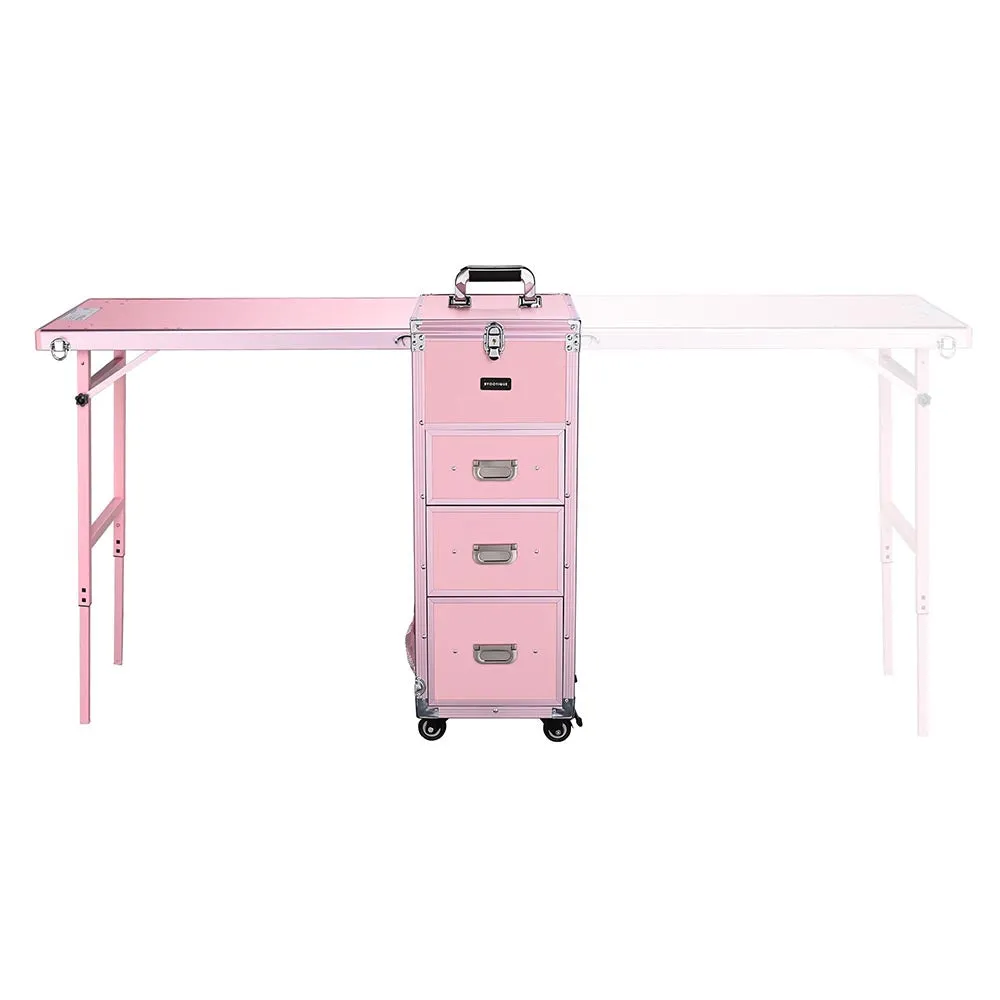 Byootique Makeup Artist Nail Tech Travel Case Workstation (Lefty & Righty) Pink (Preorder)