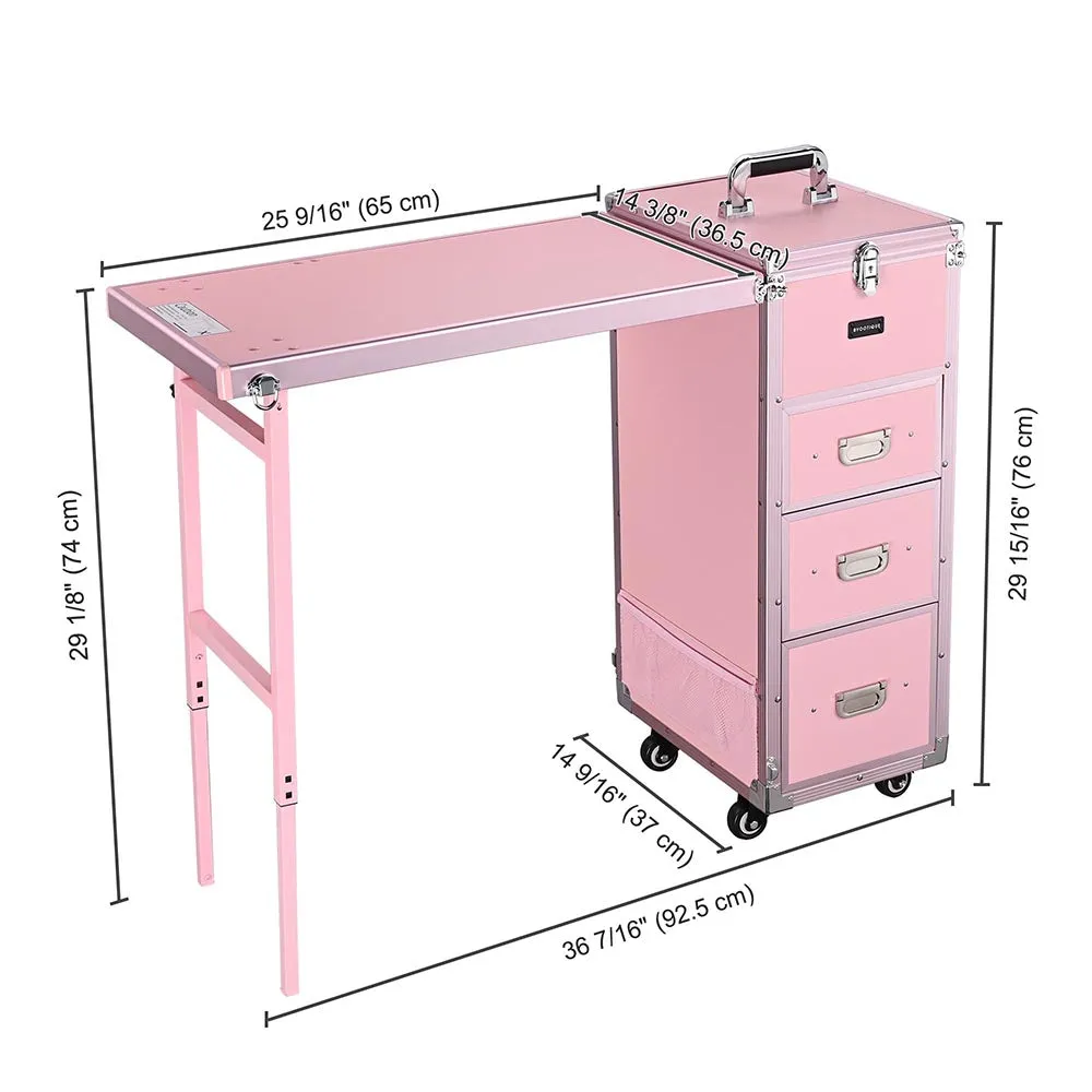 Byootique Makeup Artist Nail Tech Travel Case Workstation (Lefty & Righty) Pink (Preorder)