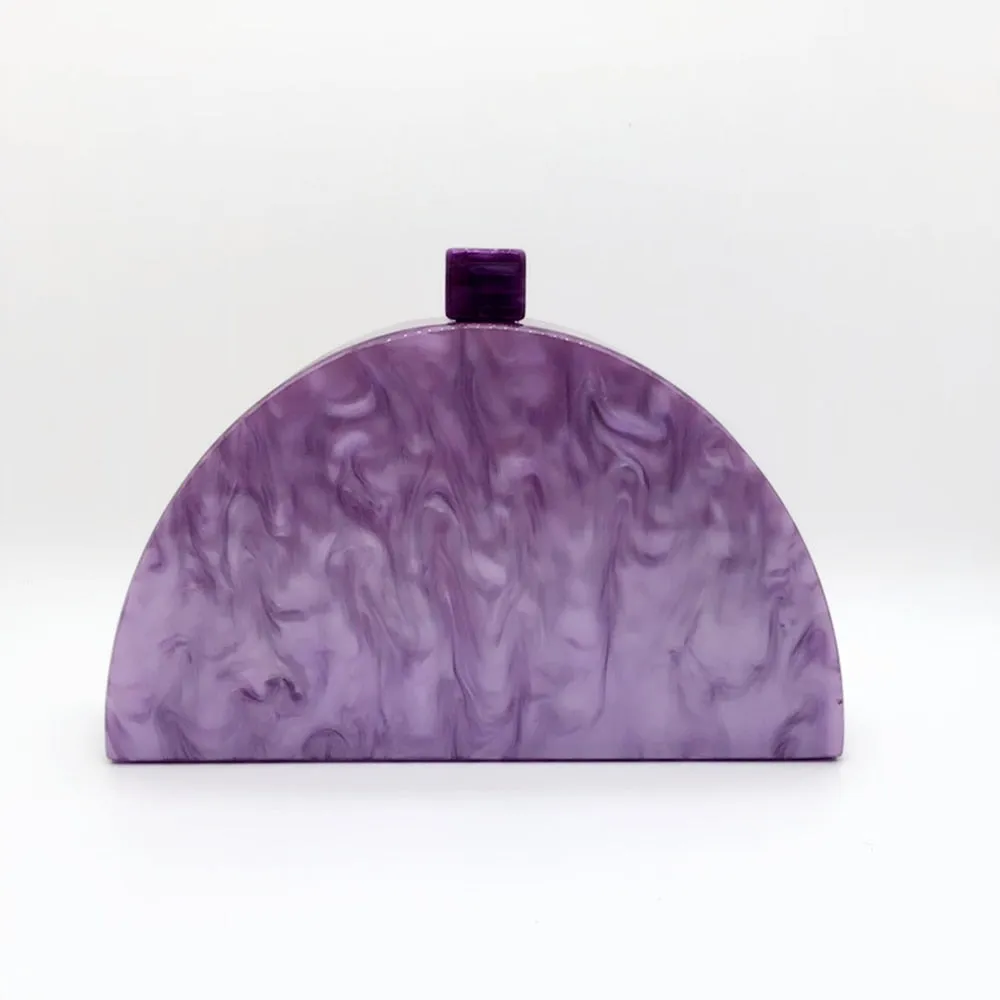 Cahya Half Moon Acrylic Evening Box Clutch - 3 Colors