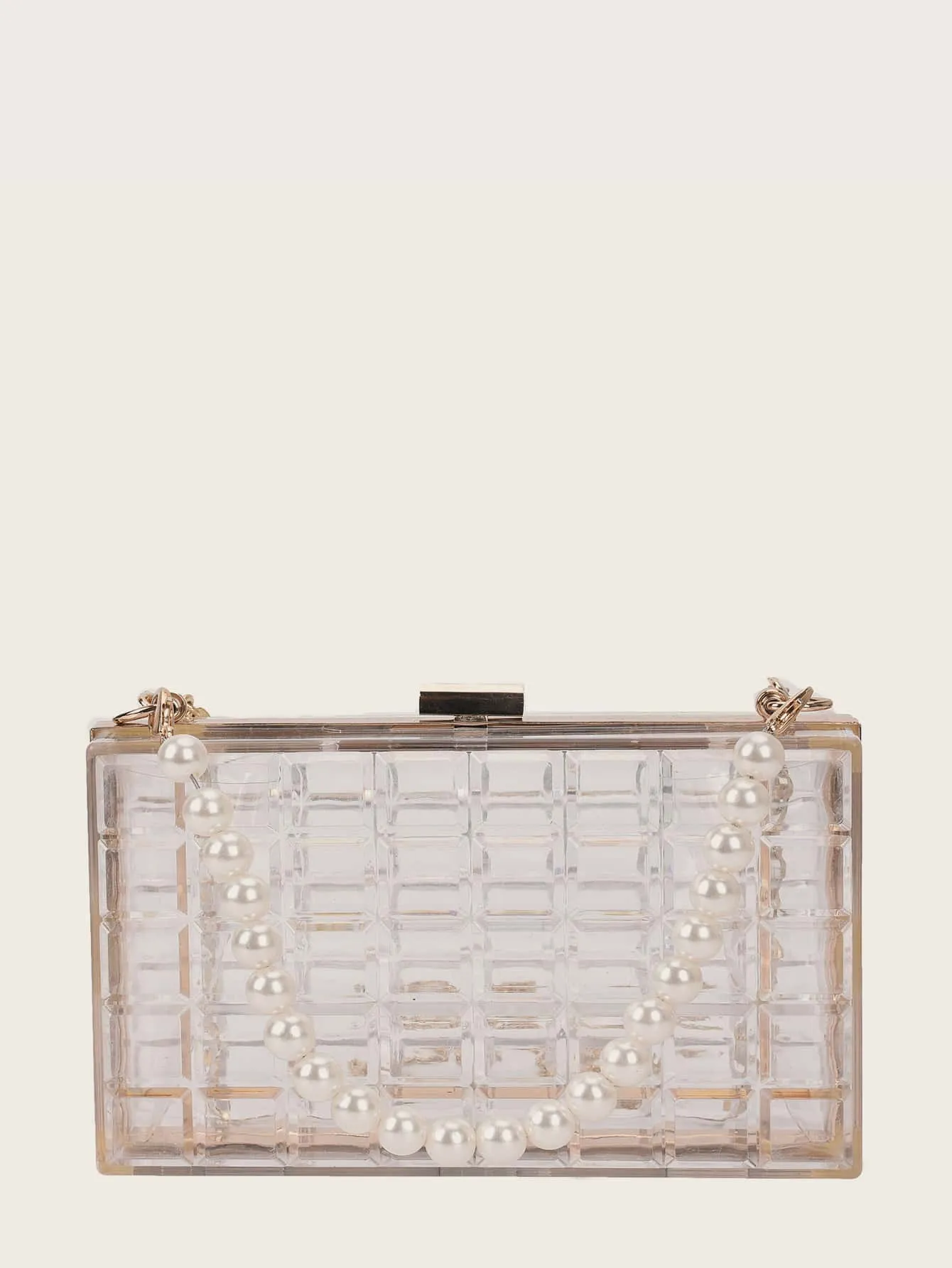 Clear Faux Pearl Decor Box Bag