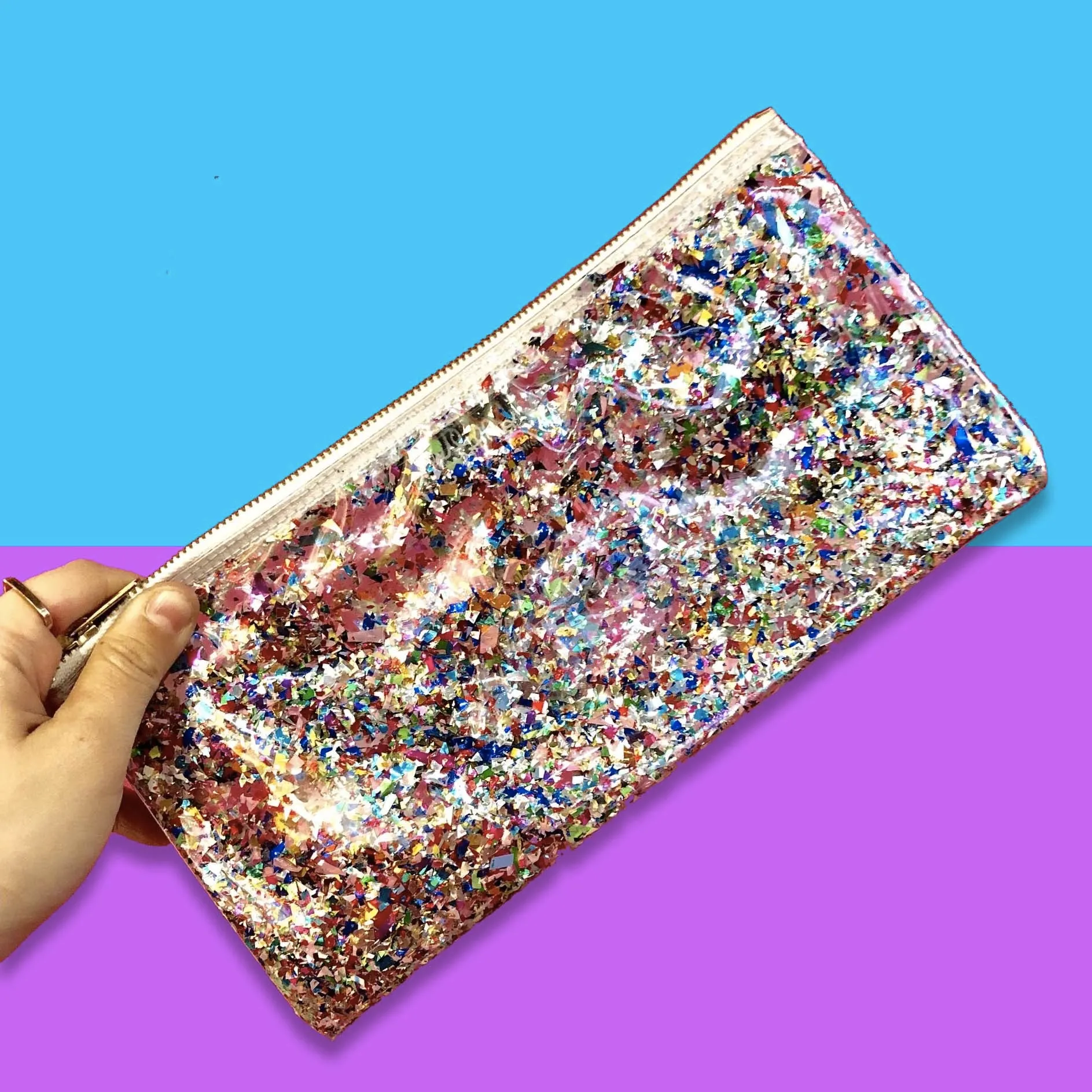 Clear Rainbow Confetti Clutch! 🎉✨