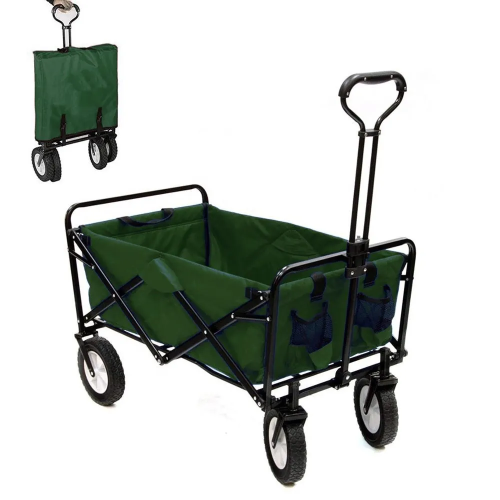 CRONY TC3015 Folding Cart Heavy Duty  Collapsible Folding  Wagon Utility Shopping Outdoor Camping Garden Cart | Green