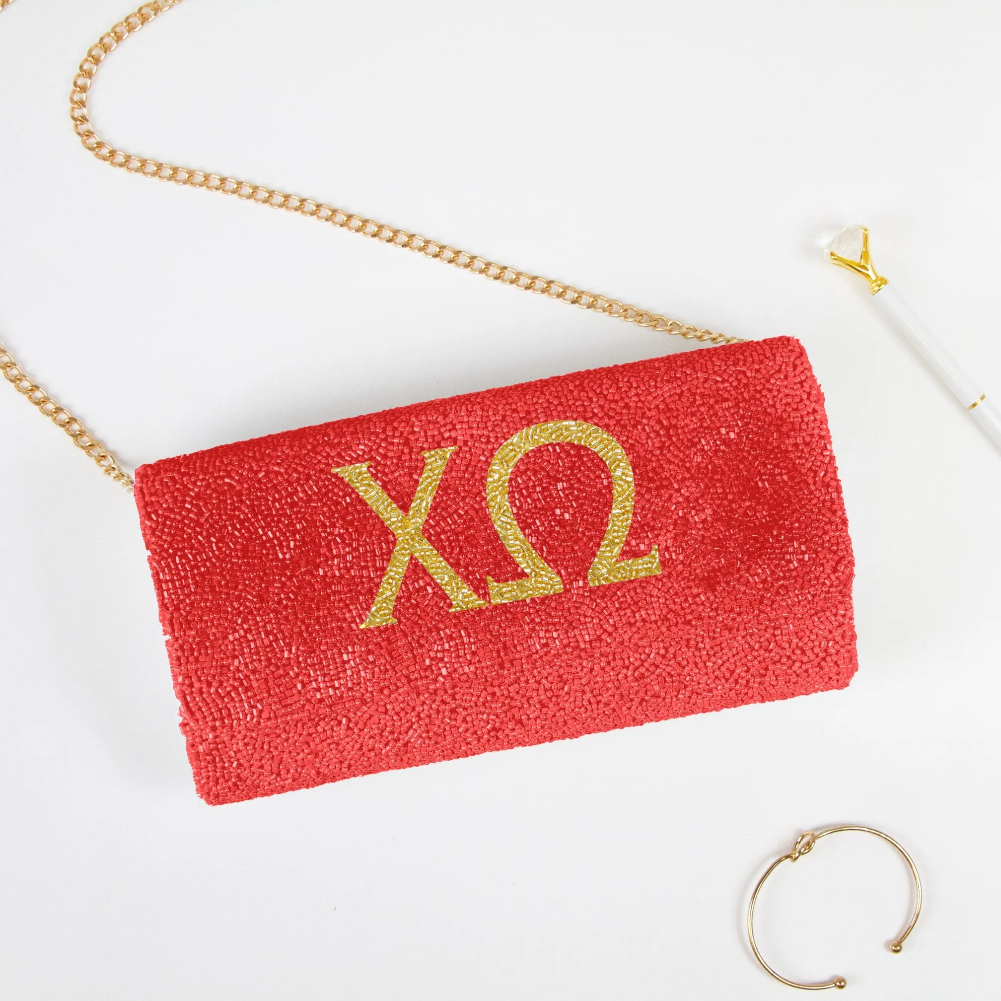 Custom Sorority Beaded Clutch Bag