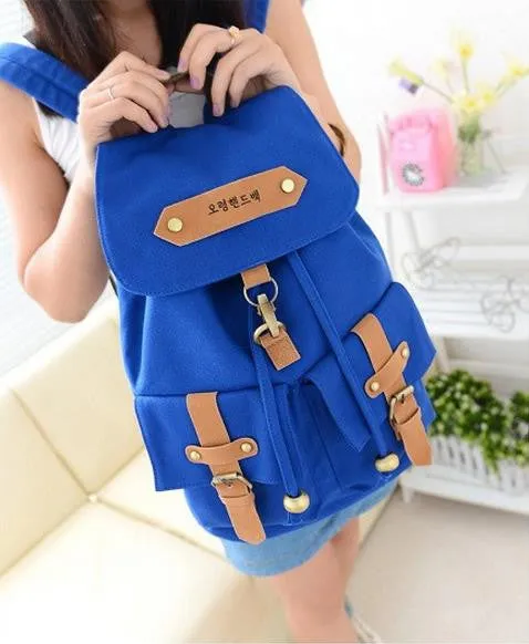 Cute Lady Girls Versatile Vintage Canvas Satchel Backpack Shoulder School Bag