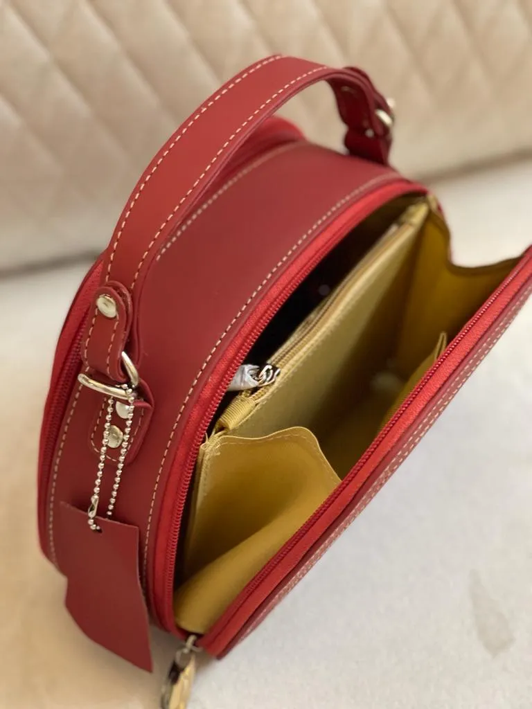 Cute Leather Makeup Bag Red Genuine Leather