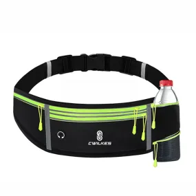 CWILKES MF-008 Outdoor Sports Fitness Waterproof Waist Bag Phone Pocket, Style: With Water Bottle Bag(Black Green)