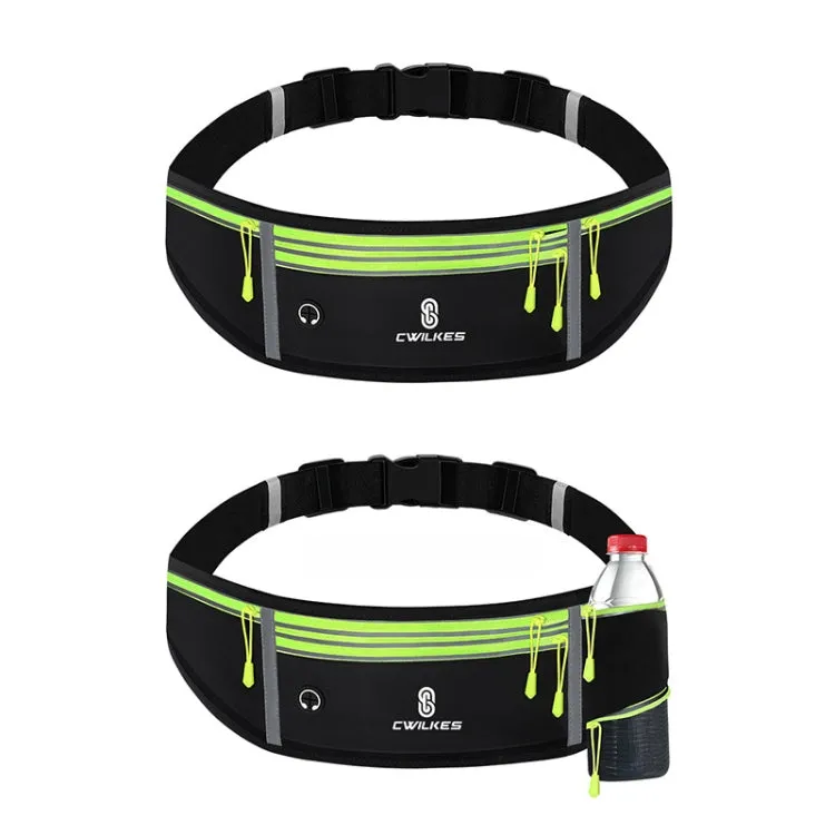 CWILKES MF-008 Outdoor Sports Fitness Waterproof Waist Bag Phone Pocket, Style: With Water Bottle Bag(Black Green)