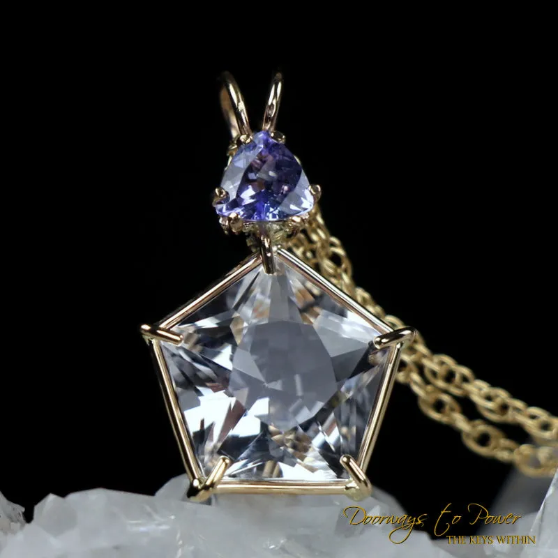 Danburite & Tanzanite Star of Venus Crystal Pendant 14k