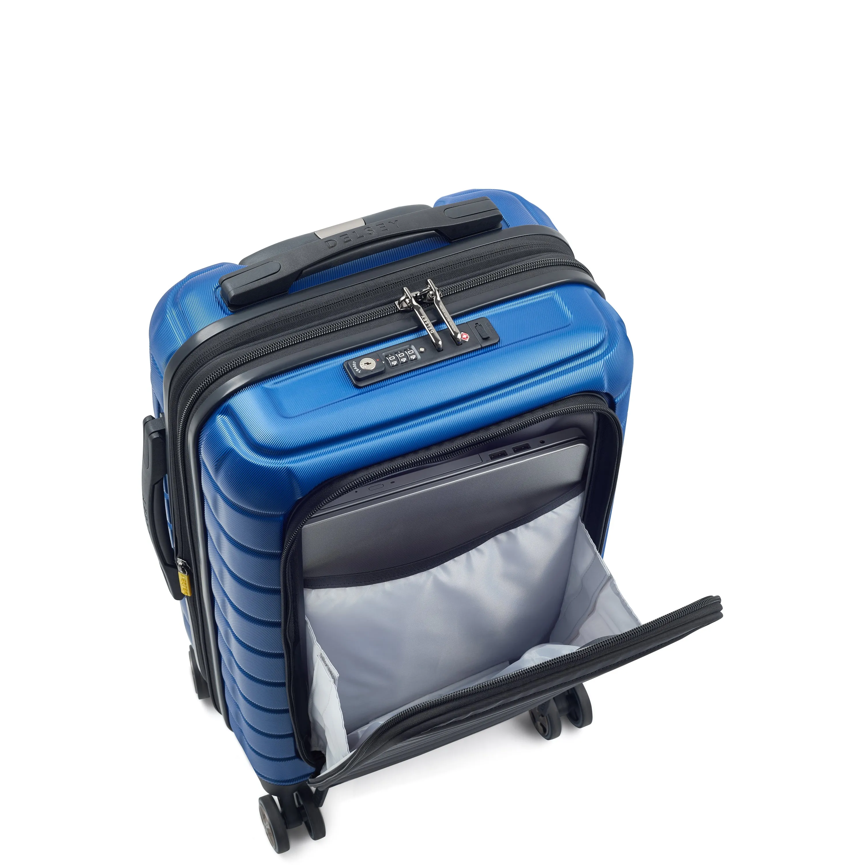 Delsey Shadow 5.0 55cm Hardcase Expandable  4 Double Wheel  Bus Soft Cabin Luggage Trolley Case Blue - 287880202