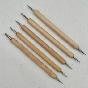 Double Ended Dotting Tool 5PC Wood Handle