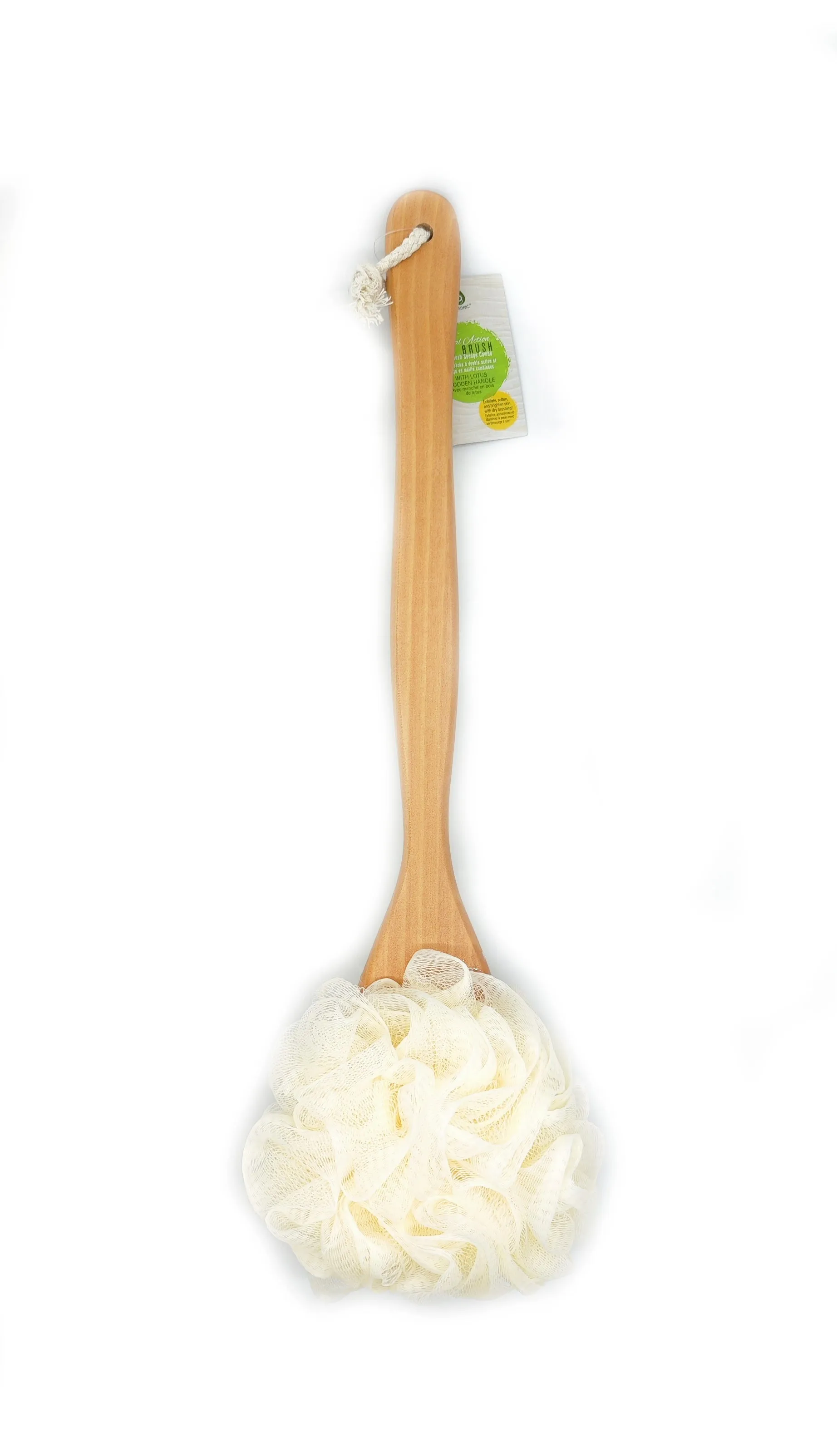 Dual Action Dry Brush & Mesh Sponge Combo with Lotus Wooden Handle