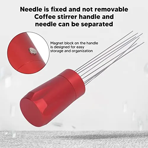 EXCLUZO Coffee Distribution Tool, Easy Cleaning Fixed Needle Distribution Tool for Restaurant (Red with Magnet)