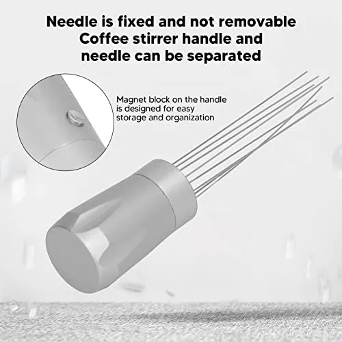 EXCLUZO Coffee Distribution Tool, Easy Cleaning Fixed Needle Distribution Tool for Restaurant (Silver with Magnet)