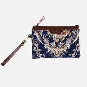 Floral Blue Wristlet Clutch