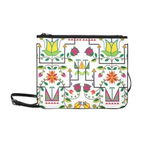 Geometric Floral Summer-White Slim Clutch Bag