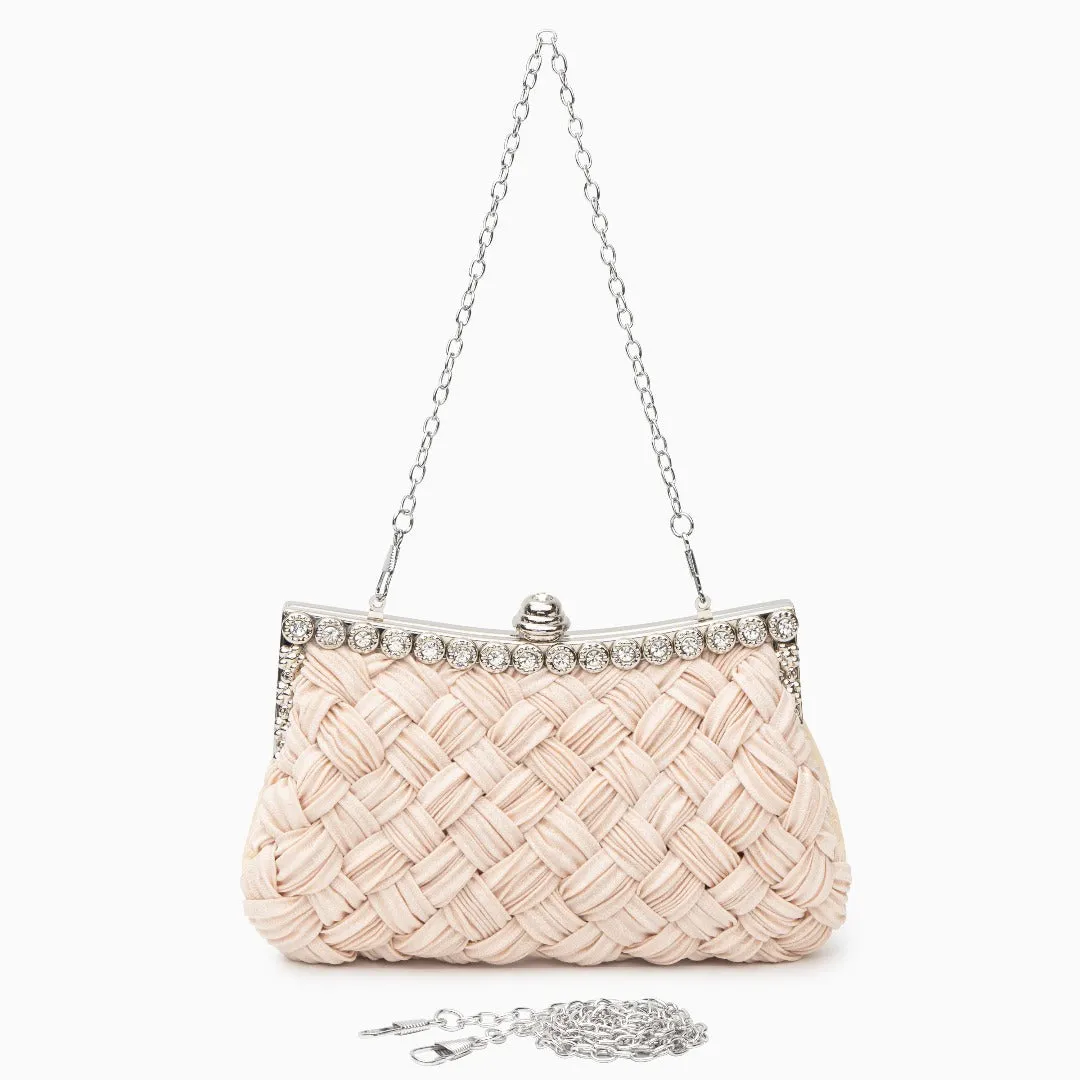 Giselle Braided Rhinestone Clutch Bag